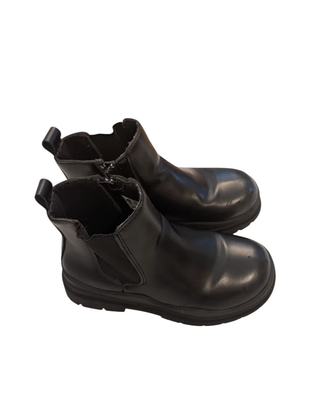 Girls Black Chelsea Boots with Side Zip Size 12